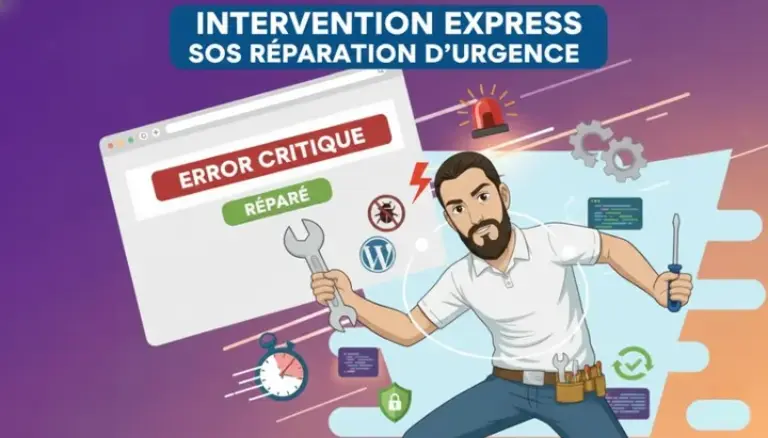 Illustration d'un expert WordPress prêt à intervenir pour un dépannage technique
